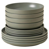 KOMBISERVICE Salbeigrün PACIFICA 12-teilig 4 Personen  - Salbeigrün, Basics, Keramik - Costa Nova