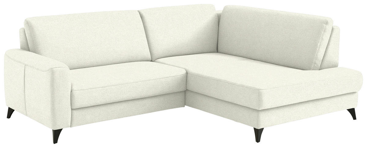 ECKSOFA  Chenille Creme  - Creme/Schwarz, Design, Textil/Metall (239/182cm) - Beldomo Comfort