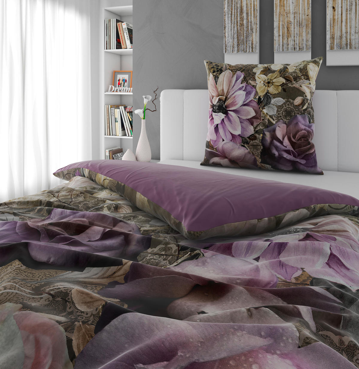 WENDEBETTWÄSCHE Satin 135/200 cm  - Lila, Textil (135/200cm) - Novel
