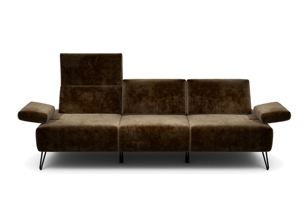 3-SITZER-SOFA Samt Braun  - Schwarz/Braun, Design, Textil/Metall (234-264/85/86-94cm) - SENSOO