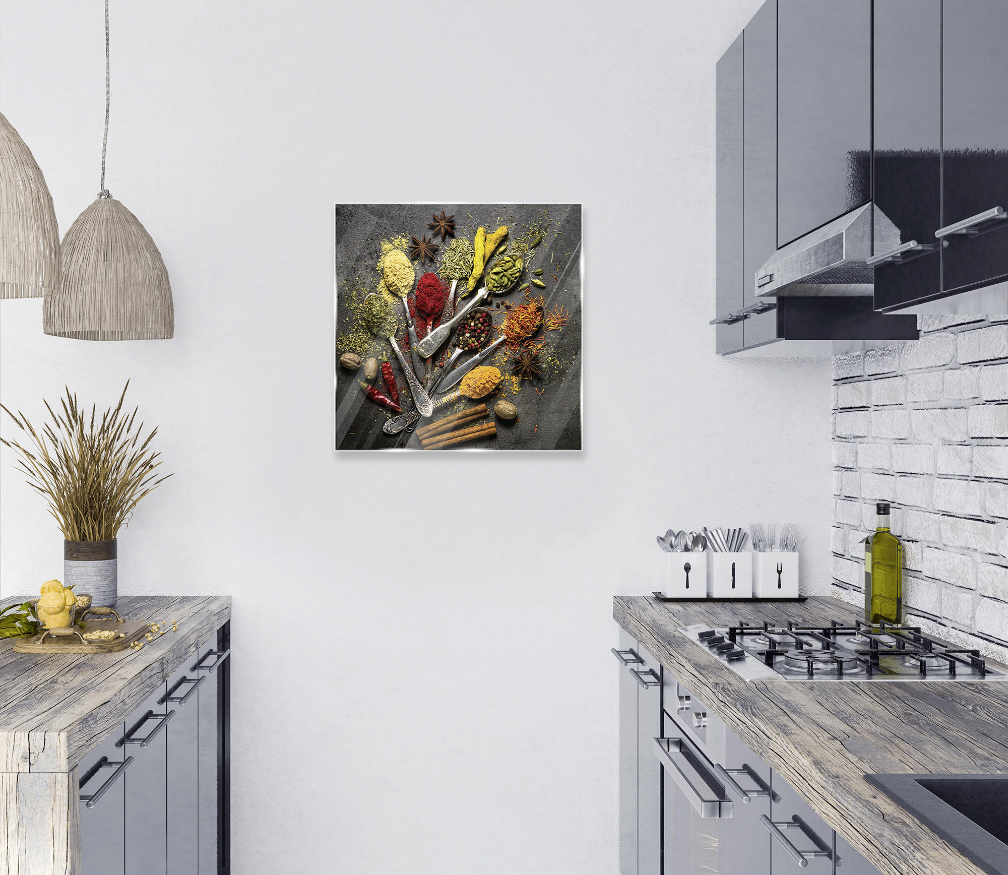GLASBILD Essen & Trinken 50/50 cm  - Multicolor, Basics, Glas (50/50cm) - Euroart