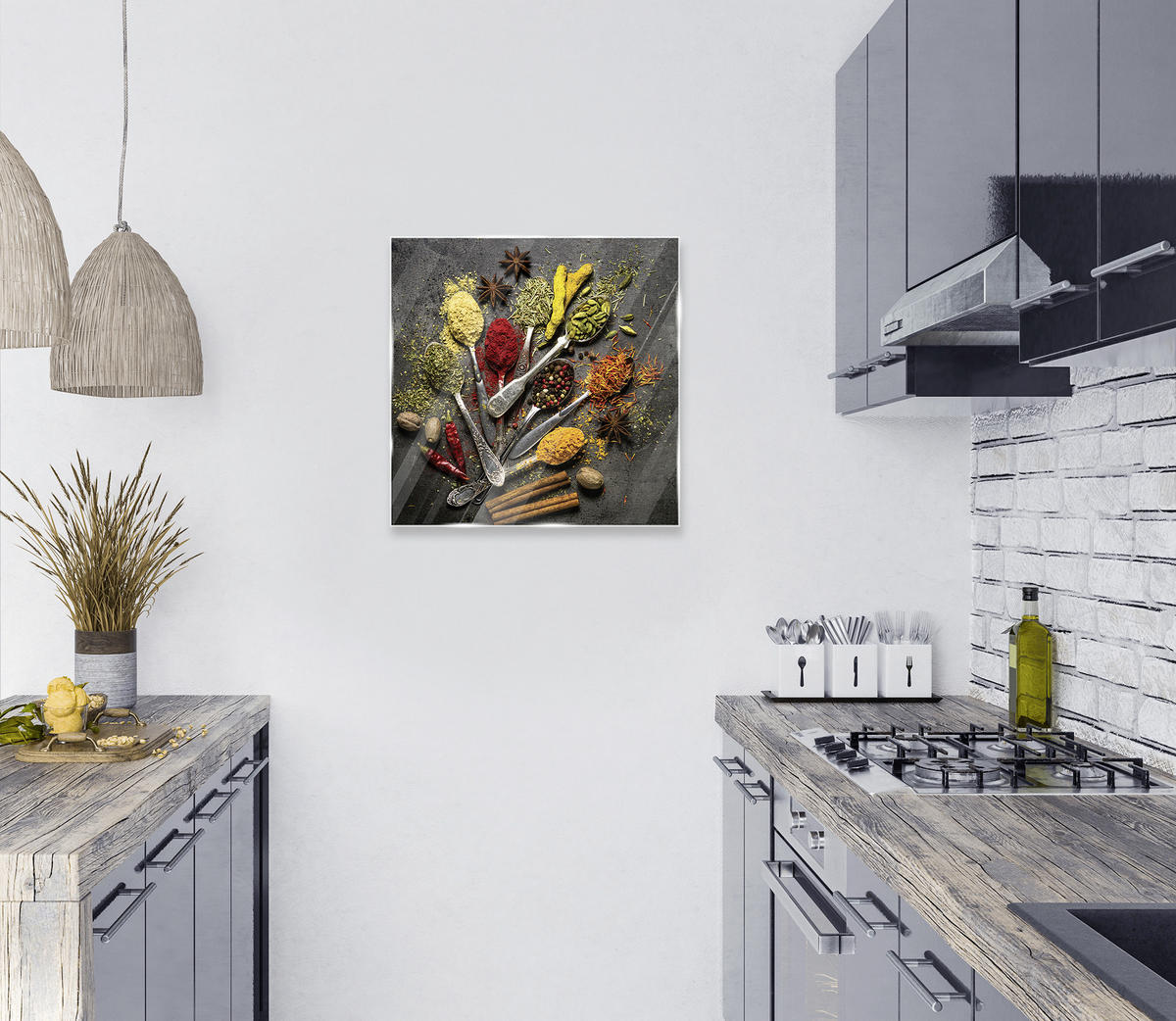 GLASBILD Essen & Trinken 50/50 cm  - Multicolor, Basics, Glas (50/50cm) - Euroart