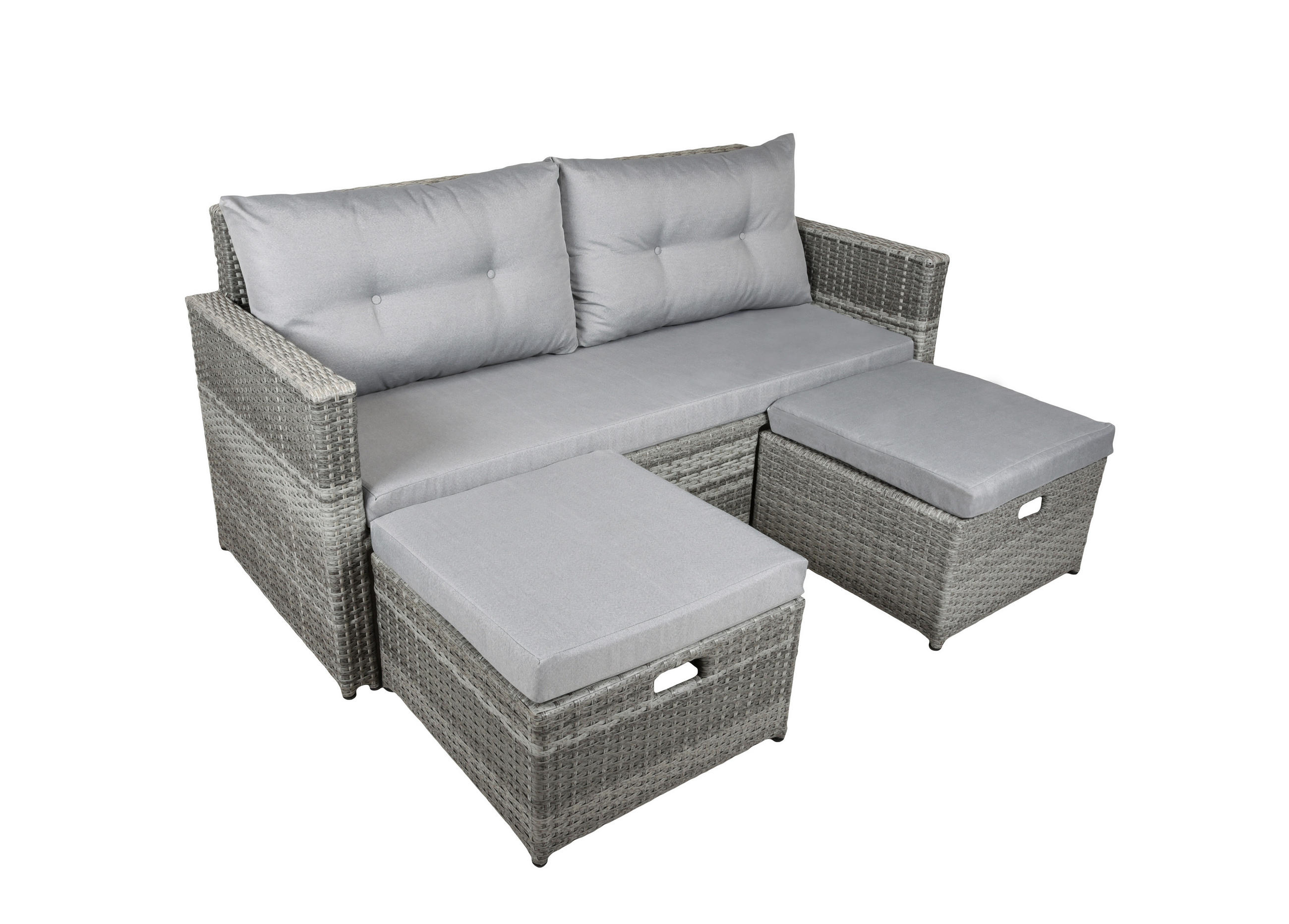 LOUNGESOFA 180/86/135 cm Aluminium  - Schwarz/Grau, Basics, Kunststoff/Textil (180/86/135cm) - Gardenson