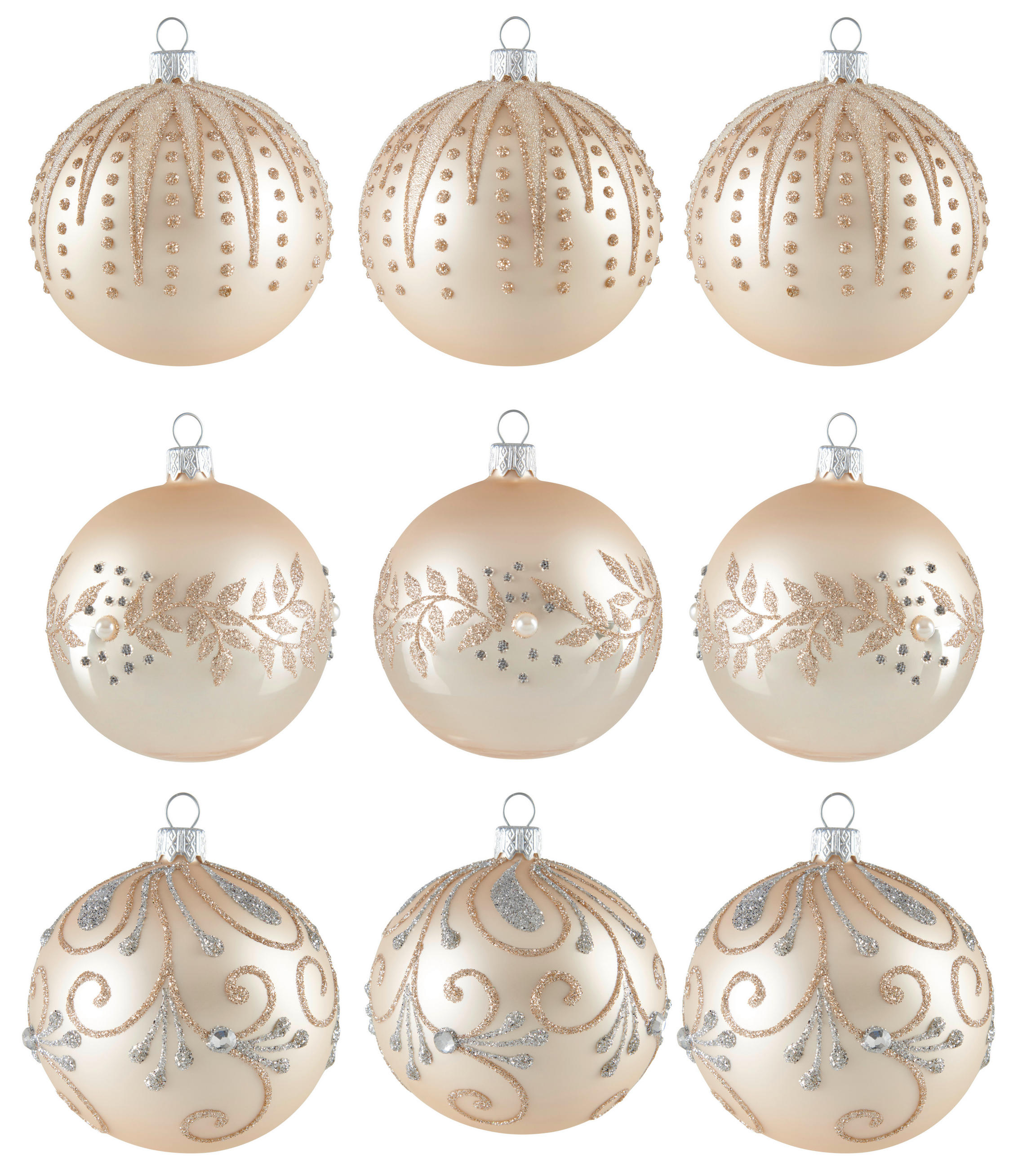 CHRISTBAUMKUGEL-SET 8 cm 9-teilig  - Champagner, LIFESTYLE, Glas/Metall (8cm) - X-Mas