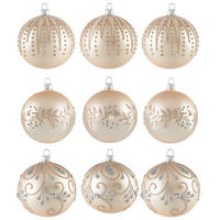 CHRISTBAUMKUGEL-SET 8 cm 9-teilig  - Champagner, LIFESTYLE, Glas/Metall (8cm) - X-Mas
