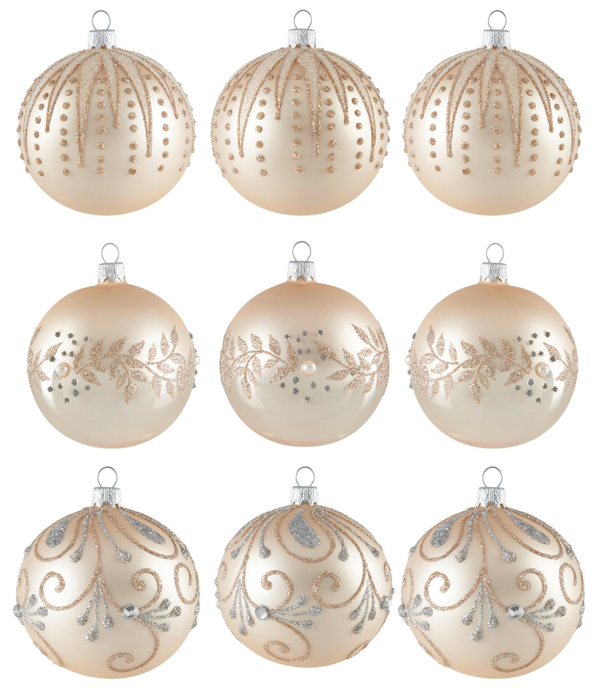 CHRISTBAUMKUGEL-SET 8 cm 9-teilig  - Champagner, LIFESTYLE, Glas/Metall (8cm) - X-Mas