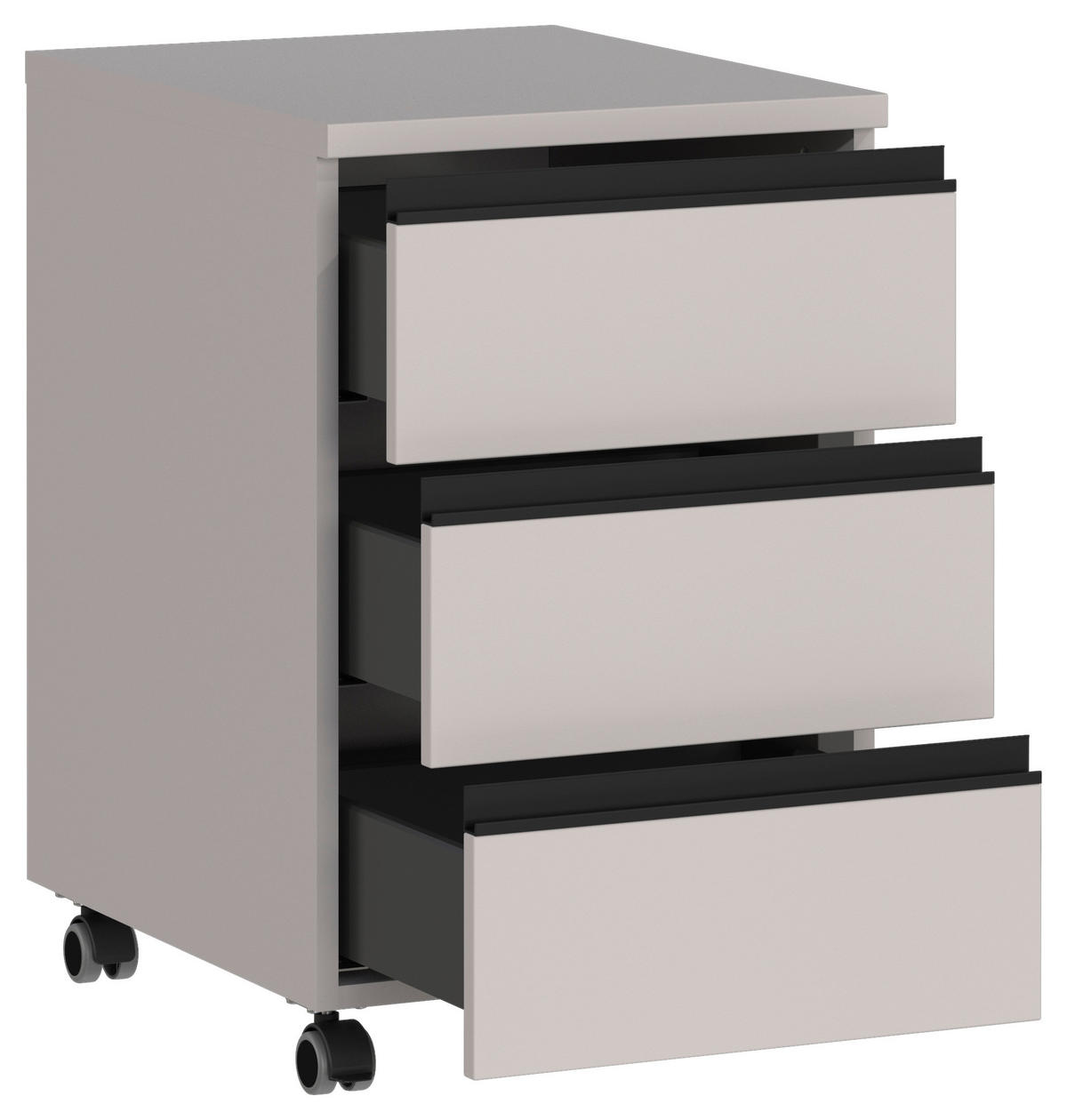 ROLLCONTAINER Kaschmir  - Kaschmir/Schwarz, MODERN, Holzwerkstoff/Kunststoff (40/63/50cm) - Germania