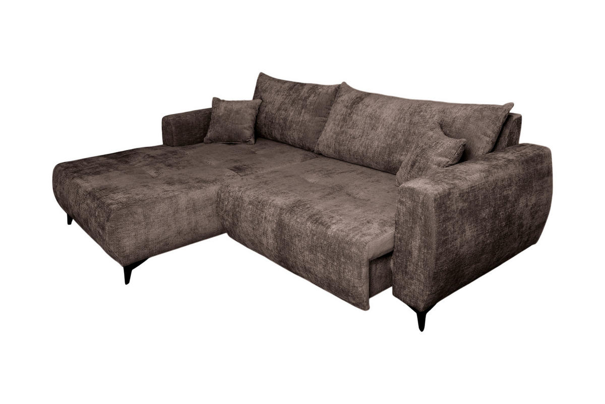 ECKSOFA BELARO Braun Chenille  - Schwarz/Braun, Design, Textil/Metall (177/246cm) - P & B