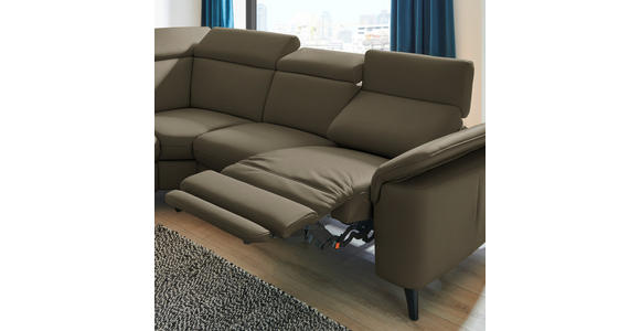 ECKSOFA in Echtleder Olivgrün  - Schwarz/Olivgrün, Design, Leder/Metall (239/289cm) - Cantus