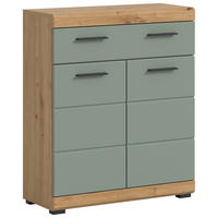 SREDNJE VISOKA OMARA 74/88/31 cm  - črna/barve hrasta, Moderno, umetna masa/leseni material (74/88/31cm) - MID.YOU