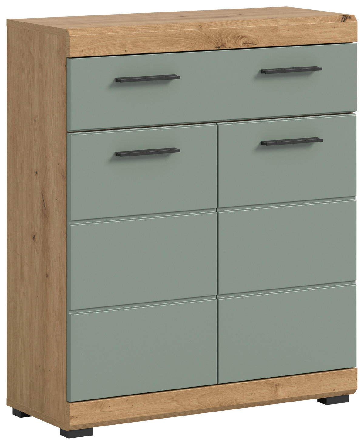 SREDNJE VISOKA OMARA 74/88/31 cm  - črna/barve hrasta, Moderno, umetna masa/leseni material (74/88/31cm) - MID.YOU