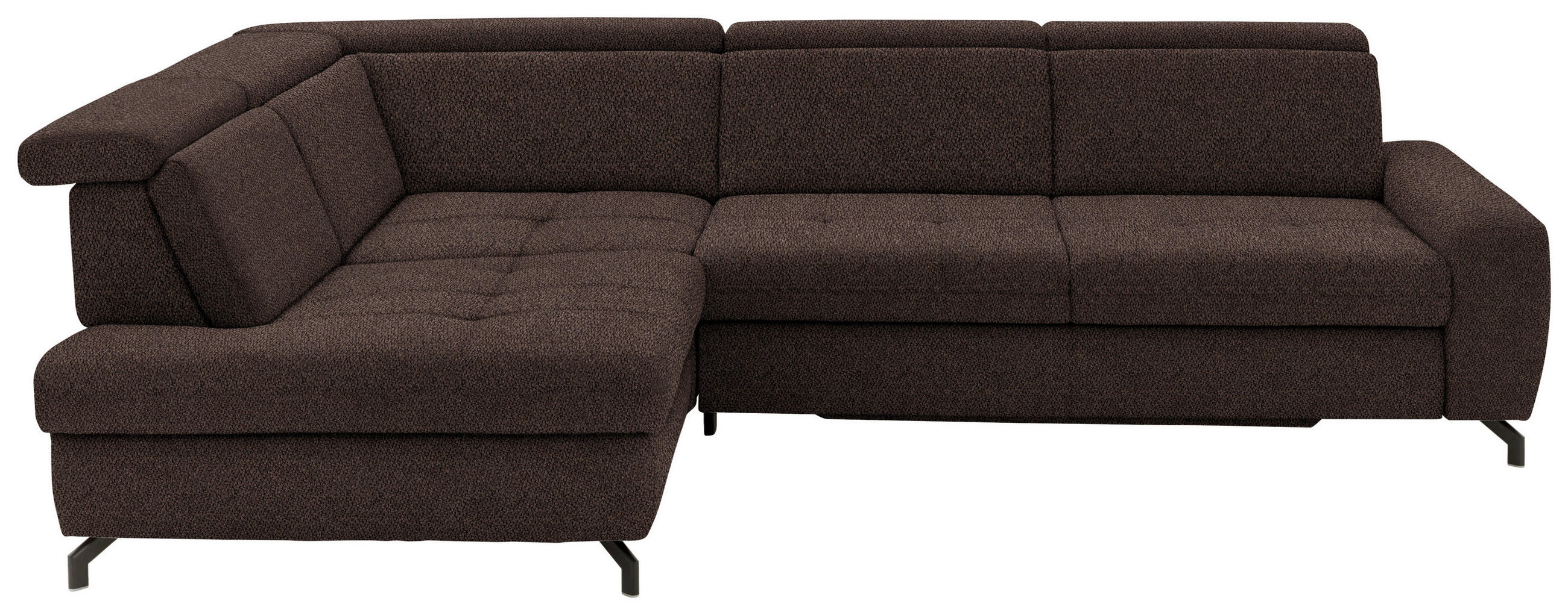 ECKSOFA in Chenille Dunkelbraun  - Dunkelbraun/Schwarz, Design, Textil/Metall (220/310cm) - Beldomo Style