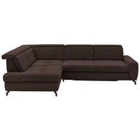 ECKSOFA in Chenille Dunkelbraun  - Dunkelbraun/Schwarz, Design, Textil/Metall (220/310cm) - Beldomo Style
