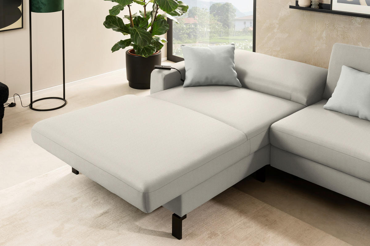 ECKSOFA Cord Naturfarben  - Schwarz/Naturfarben, Design, Textil/Metall (185/298cm) - Pure Home Lifestyle