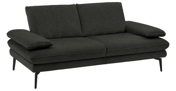 2,5-SITZER in Velours Dunkelgrau - Dunkelgrau/Beige, Design, Textil/Metall (196/89/104cm) - Dieter Knoll