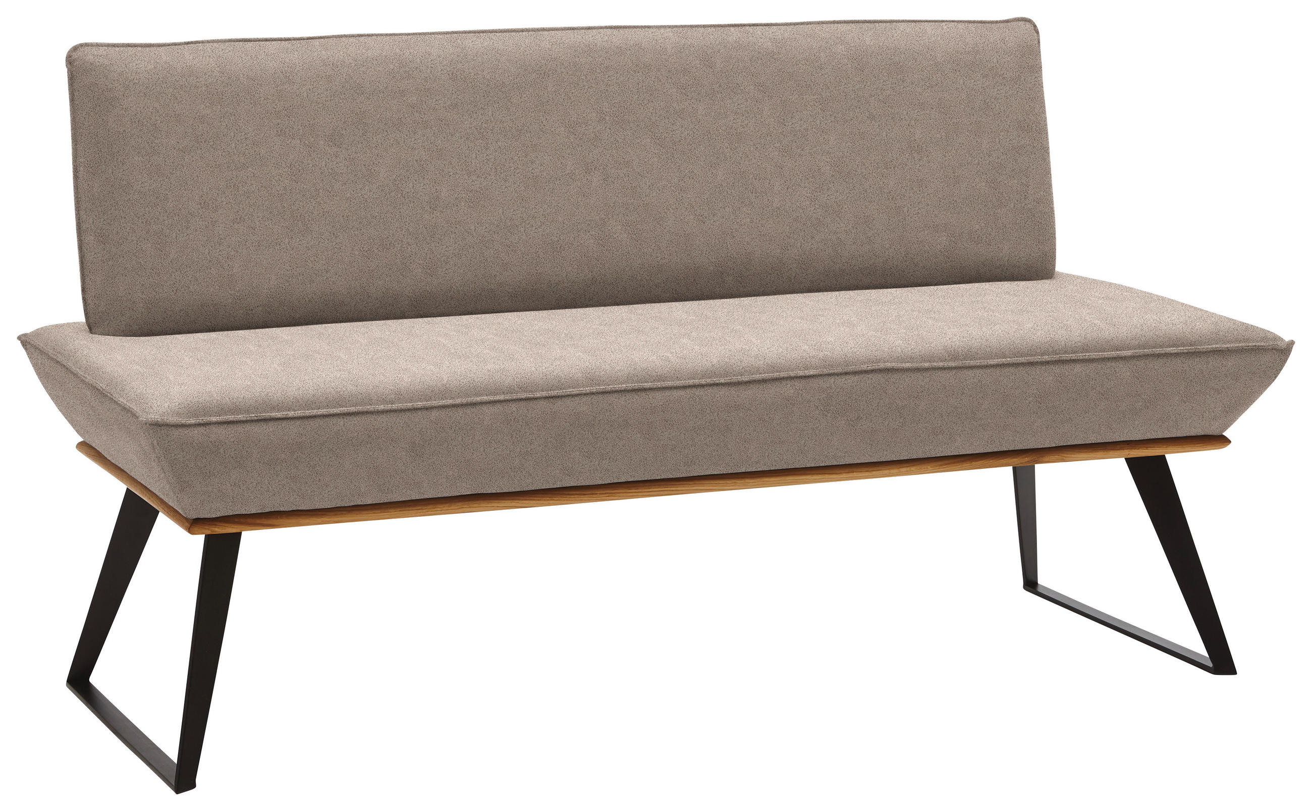 SITZBANK 140/87/64 cm  in Schwarz, Eichefarben, Hellbraun  - Hellbraun/Eichefarben, Design, Holz/Textil (140/87/64cm) - Voleo