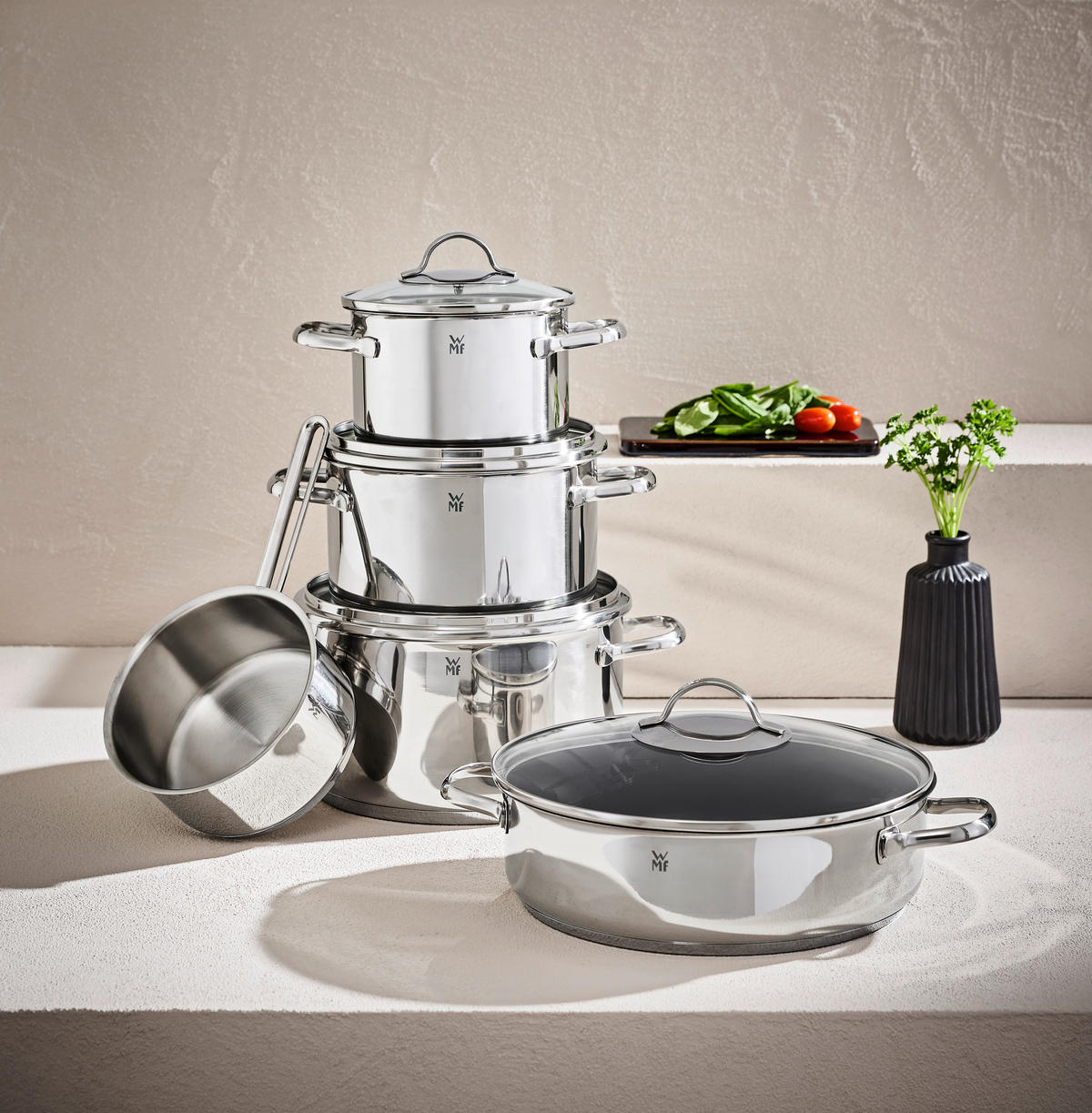 KOCHTOPFSET Provence Plus 5-teilig  - Edelstahlfarben, Basics, Glas/Metall - WMF