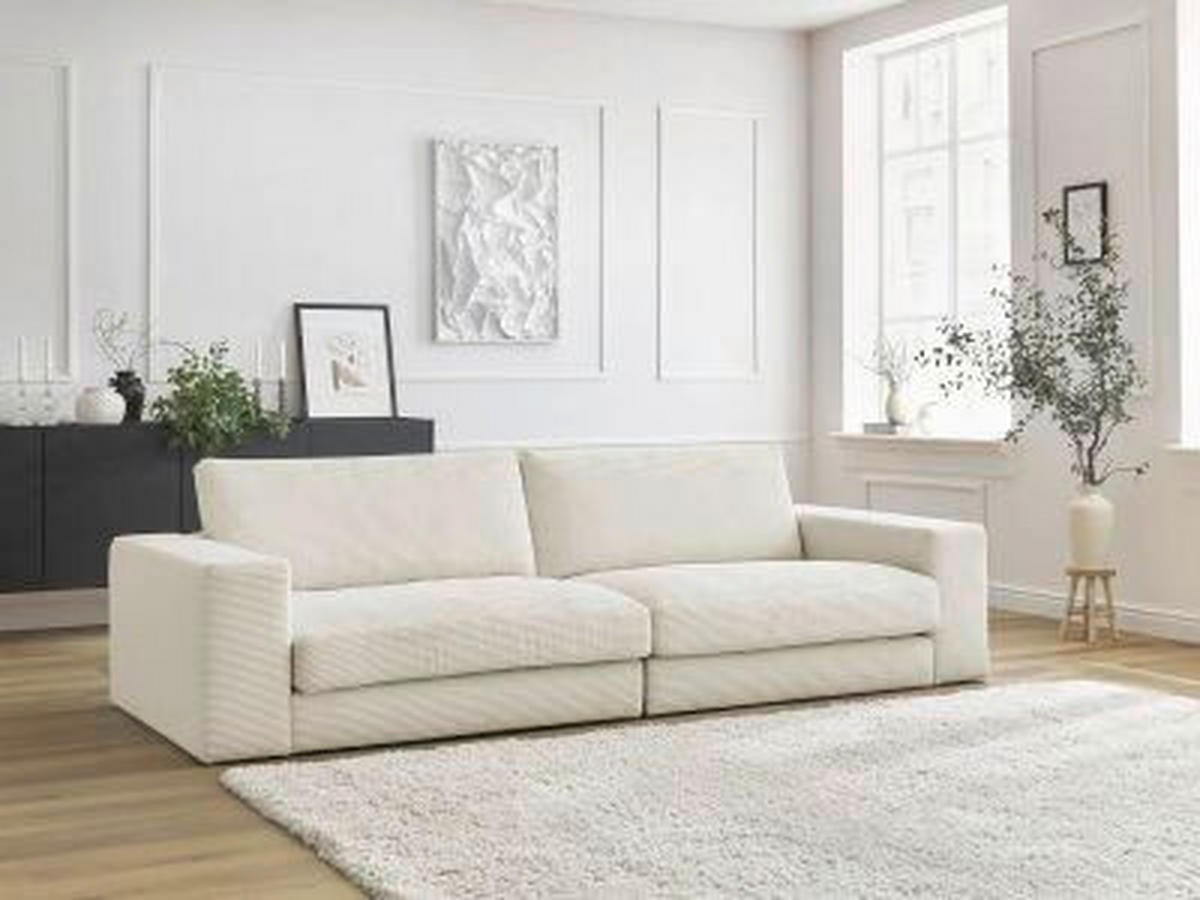 3-SITZER-SOFA LEONARD Cord Beige  - Beige/Schwarz, MODERN, Kunststoff/Textil (274/77/109cm)