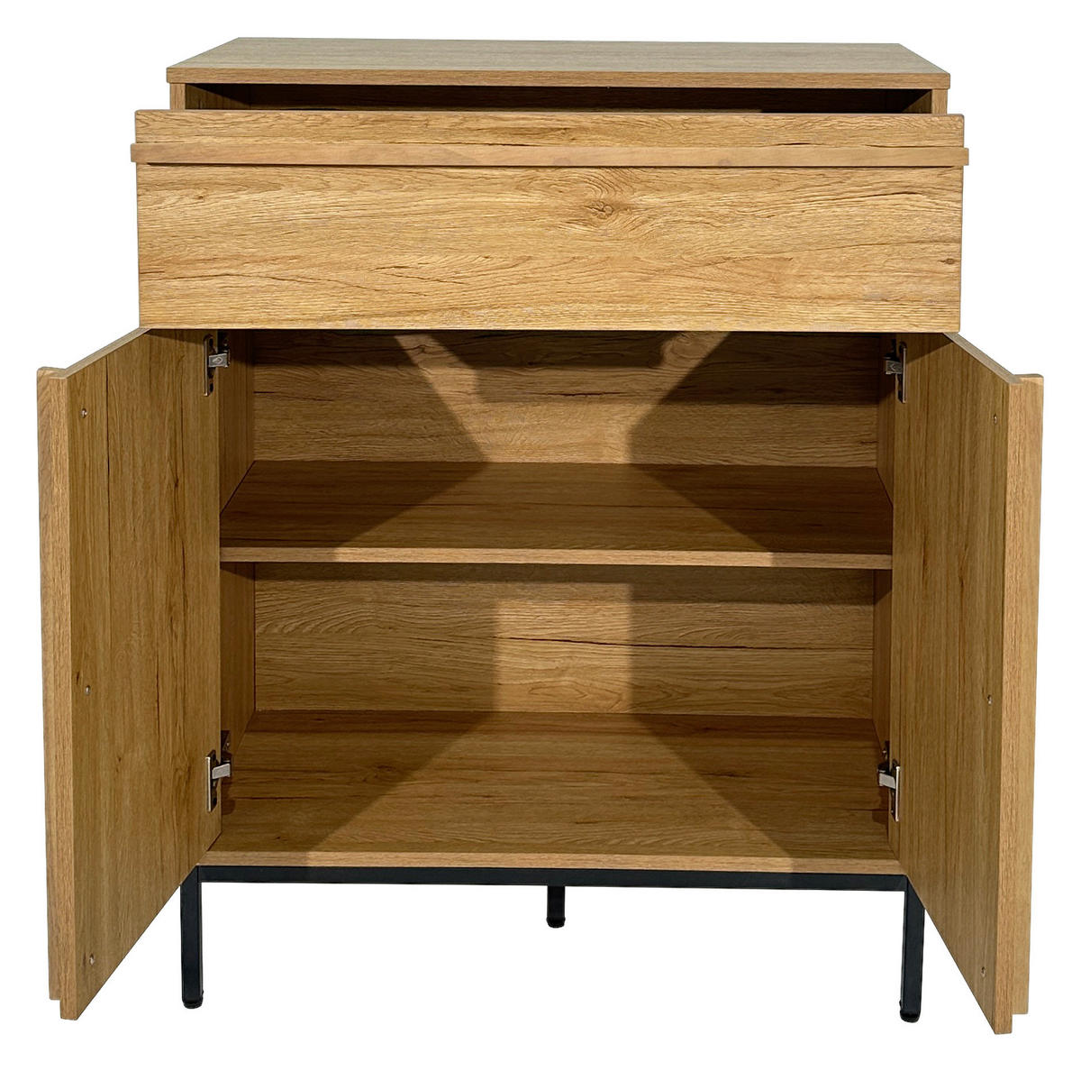 KOMMODE WABI  in 80/101/40 cm  - Eichefarben/Schwarz, Design, Holz/Holzwerkstoff (80/101/40cm) - Xora