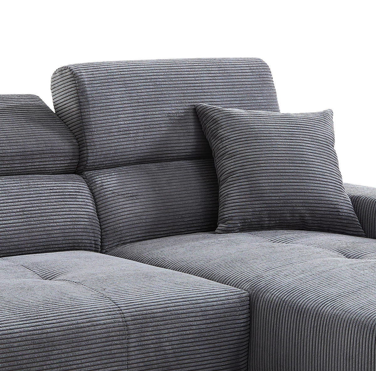 ECKSOFA Cord Grau  - Schwarz/Grau, Basics, Textil/Metall (250/183cm) - Livetastic