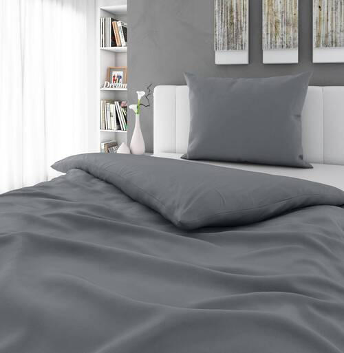 BETTWÄSCHESET Satin 200/210 cm  65 cm/100 cm  - Anthrazit, Basics, Textil (200/210cm) - Novel