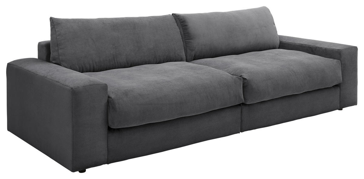 3-SITZER-SOFA KAMIL Cord Anthrazit  - Anthrazit/Schwarz, MODERN, Textil (298/95/122cm) - Livetastic