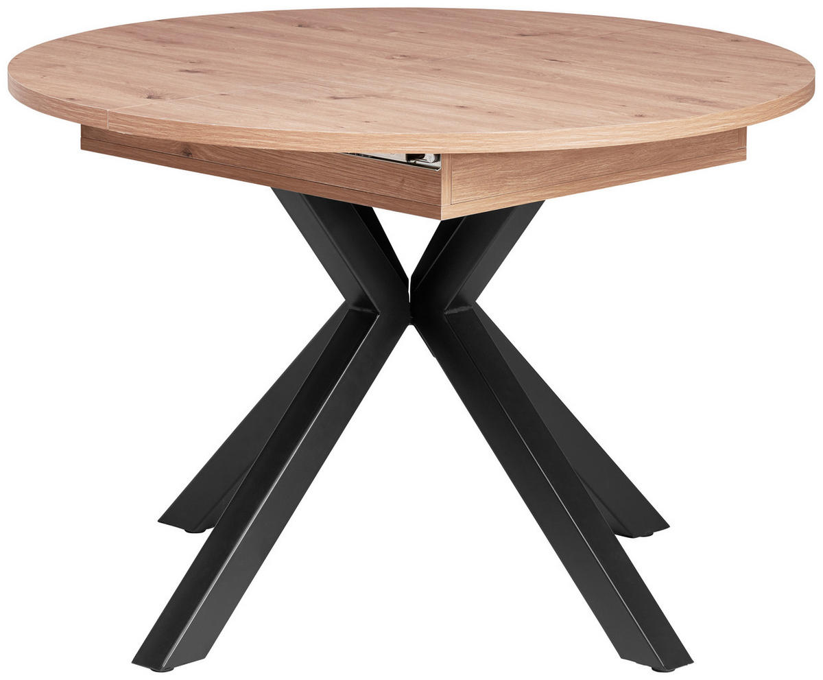 AUSZIEHTISCH Metall, Holzwerkstoff  - Schwarz/Eiche Artisan, Konventionell, Holzwerkstoff/Metall (110-150/76/110cm) - MID.YOU