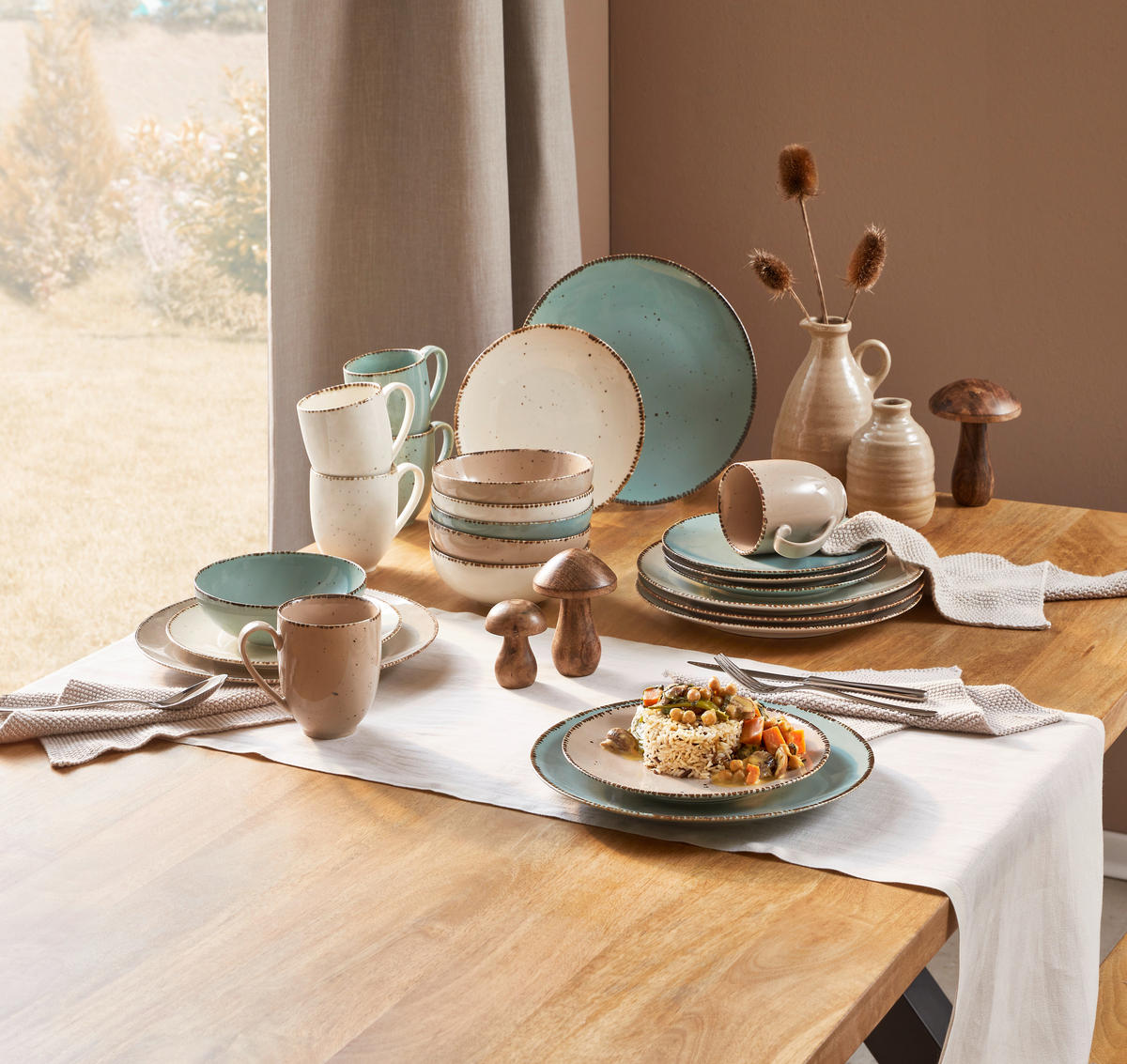 KOMBI SERVIS    24-dijelni   Urban Life  - bijela/tirkizna, Design, keramika - Landscape