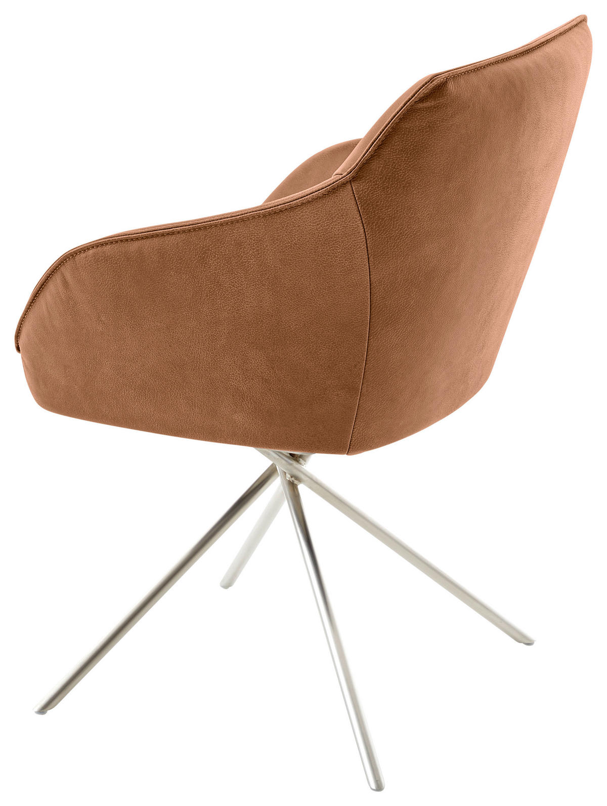ARMLEHNSTUHL  in Nickel Echtleder naturbelassen  - Edelstahlfarben/Cognac, Design, Leder/Metall (60/84/67cm) - Koinor