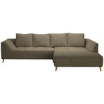 ECKSOFA in Flachgewebe Braun  306/202 cm  - Buchefarben/Braun, KONVENTIONELL, Holz/Textil (306/202cm) - Carryhome