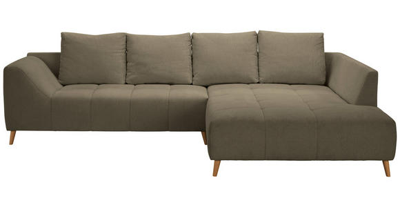 ECKSOFA in Flachgewebe Braun  306/202 cm  - Buchefarben/Braun, KONVENTIONELL, Holz/Textil (306/202cm) - Carryhome