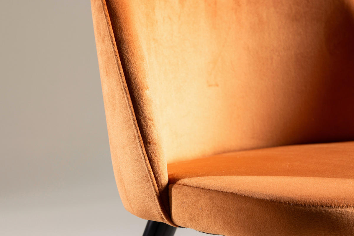 STUHL-SET 2 Stück  in Stahl Velours Metall, Textil  - Schwarz/Orange, Design, Textil/Metall (57/76.5/50cm) - Livetastic