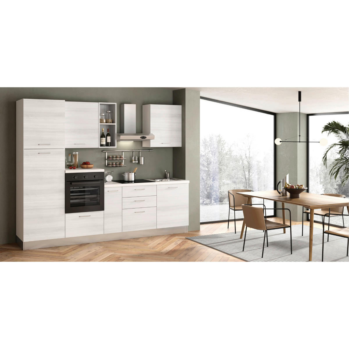 KÜCHENBLOCK  - Eukalyptusholzfarben/Alufarben, LIFESTYLE, Holzwerkstoff/Kunststoff (270cm) - MID.YOU
