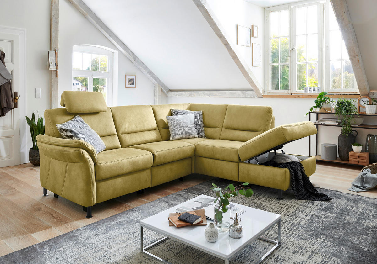 ECKSOFA in Flachgewebe Hellblau  - Schwarz/Hellblau, Modern, Textil/Metall (227/203cm) - Beldomo System