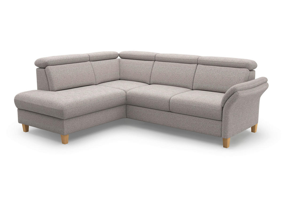 ECKSOFA GLENDALE E Silberfarben Chenille  - Eichefarben/Silberfarben, KONVENTIONELL, Holz/Textil (193/247cm) - Sit & More