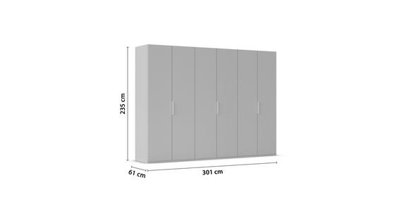 DREHTÜRENSCHRANK 301/223/61 cm,  in Weiß, 6-türig  - Weiß, Basics, Glas/Holzwerkstoff (301/223/61cm) - Novel