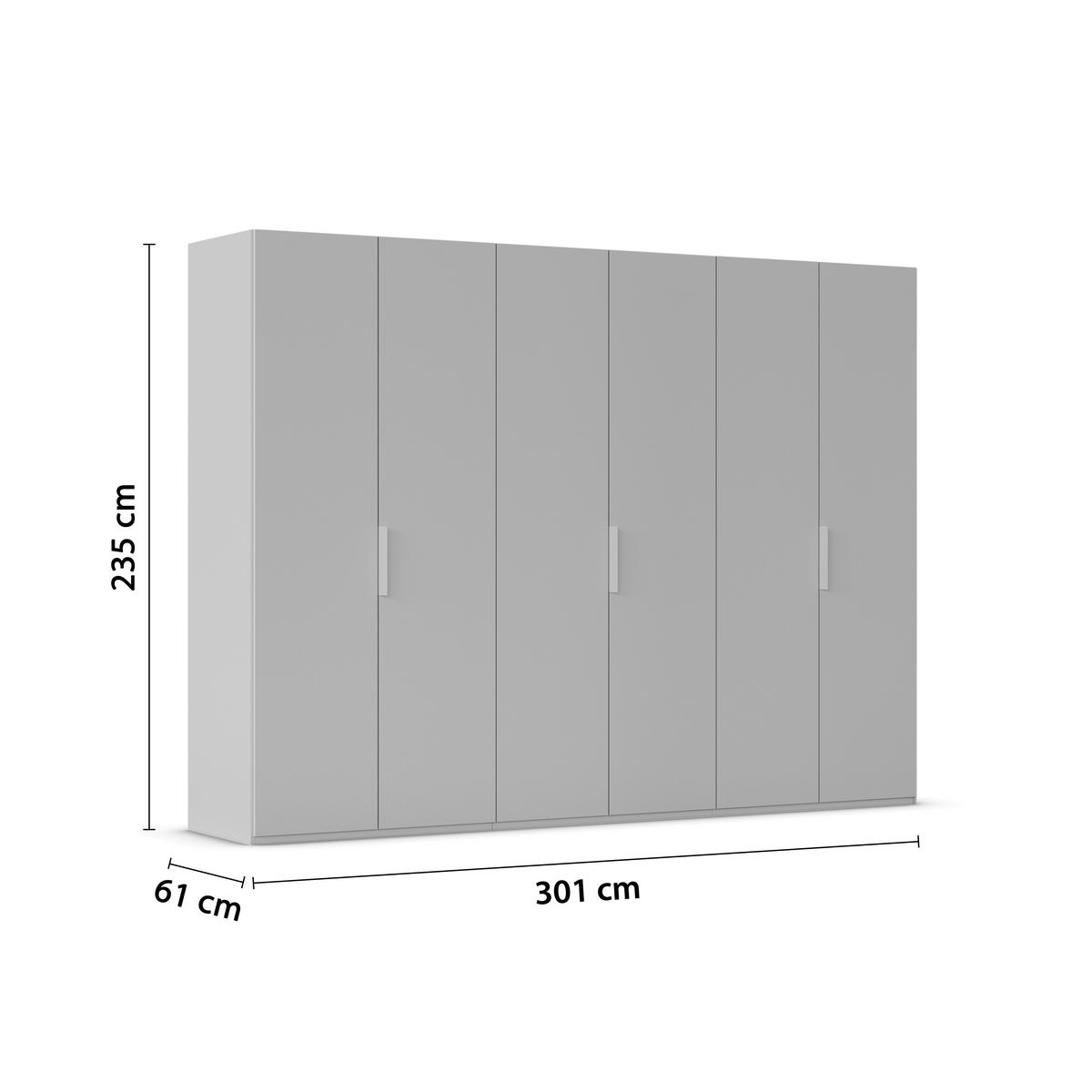 DREHTÜRENSCHRANK 301/235/61 cm,  in Weiß, 6-türig  - Weiß, Basics, Glas/Holzwerkstoff (301/235/61cm) - Novel