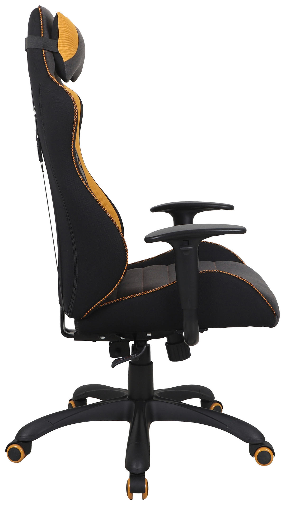 GAMING STOL umetna masa, tekstil antracit, oranžna  - črna/oranžna, Design, umetna masa/tekstil (64/120-130/65cm) - Novel