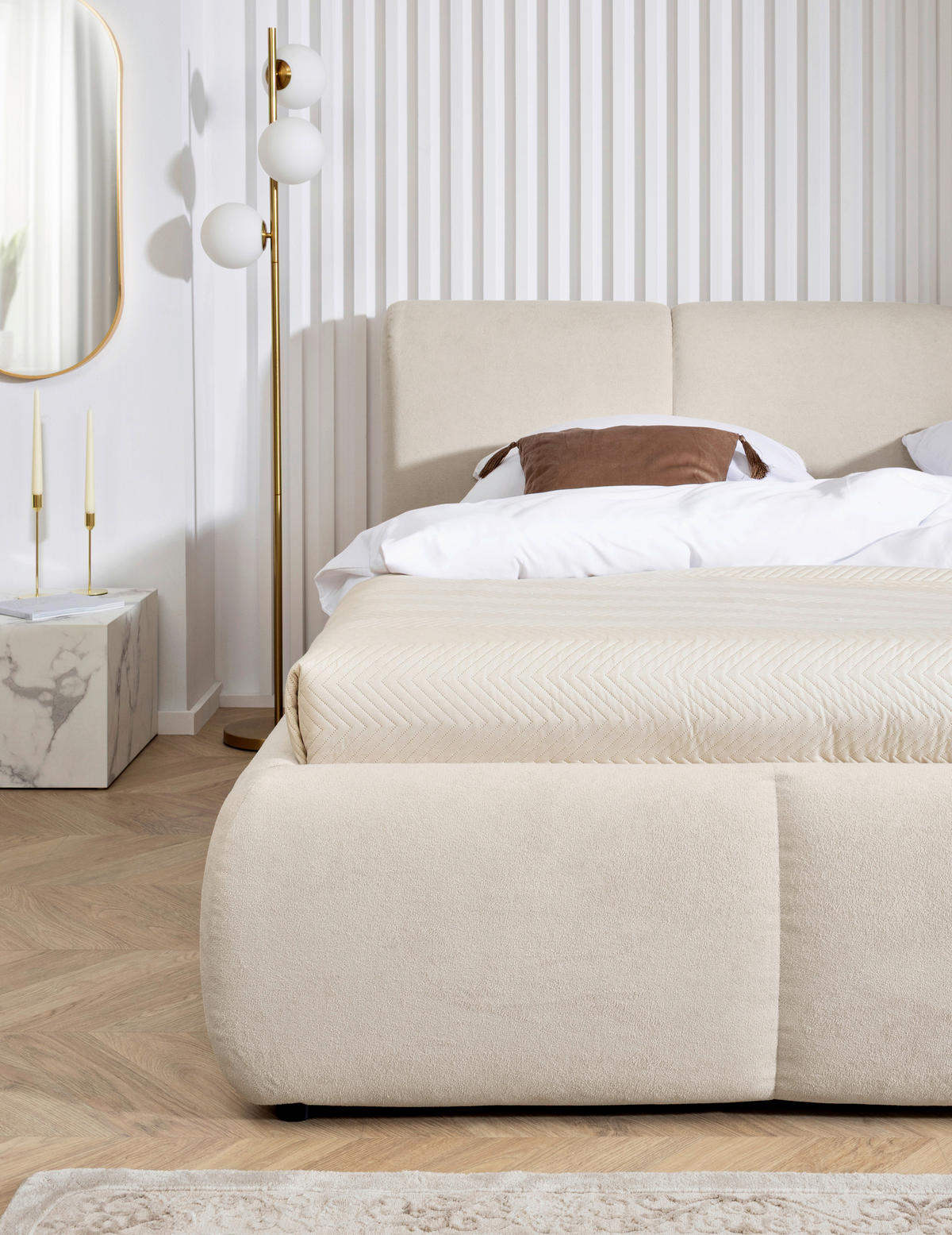 POLSTERBETT Lattenrost, Bettkasten 140/200 cm  in Beige  - Beige/Buchefarben, KONVENTIONELL, Holz/Kunststoff (140/200cm) - Boxxx