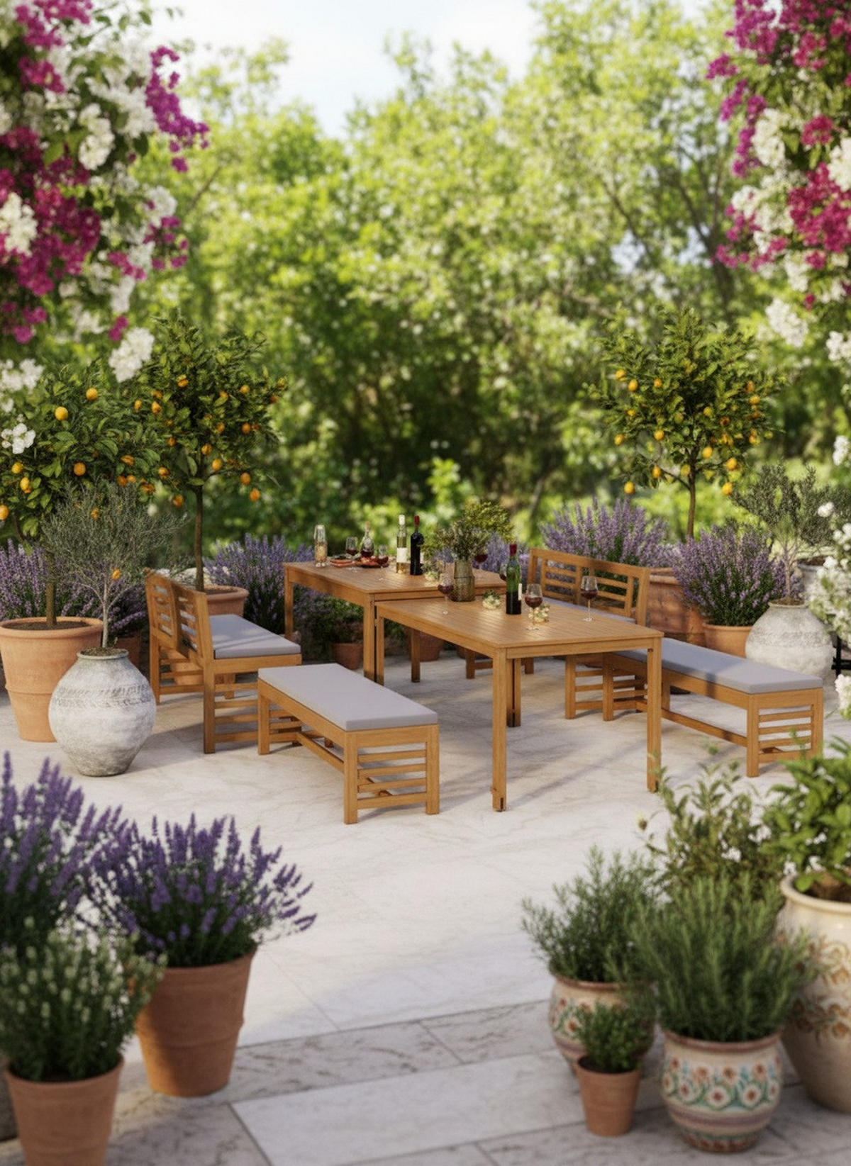GARTENSET 6-teilig Akaziemassiv 6-teilig  - Grau/Akaziefarben, Natur, Holz - Ambia Garden