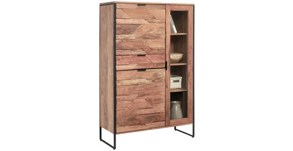 HIGHBOARD  in 95/148/40 cm  - Schwarz/Akaziefarben, Trend, Glas/Holz (95/148/40cm) - Ambia Home