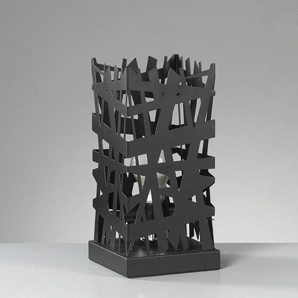 TISCHLEUCHTE 14/29 cm   - Brombeere/Schwarz, Design, Metall (14/29cm)