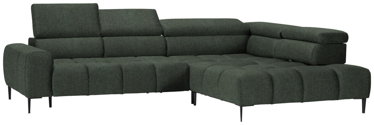ECKSOFA in Webstoff Dunkelgrün  - Currygelb/Dunkelgrün, Design, Textil/Metall (300/216cm) - Welnova