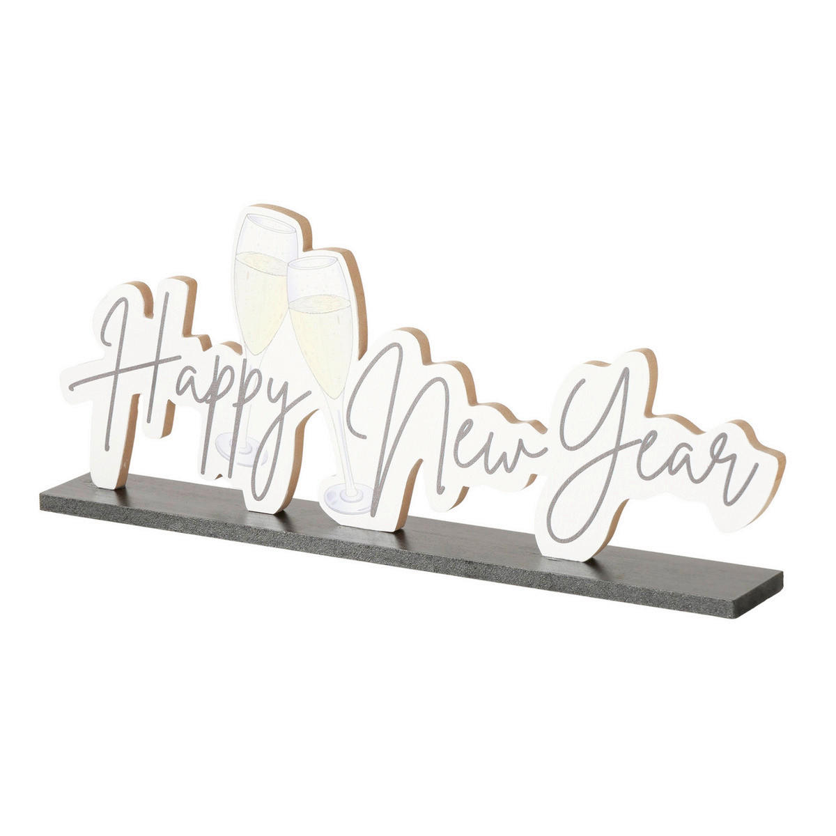 DEKOSCHRIFTZUG - Weiss/Schwarz, Basics, Holz (37,5/5/15,5cm)