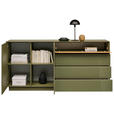SIDEBOARD Eichefarben, Olivgrün  189/90/42 cm  - Eichefarben/Olivgrün, Design, Glas/Holz (189/90/42cm) - Novel