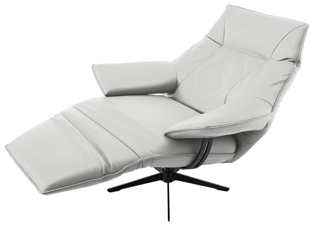 RELAXSESSEL in Leder Weiß  - Beige/Schwarz, Design, Leder/Metall (92/79/82cm) - Dieter Knoll