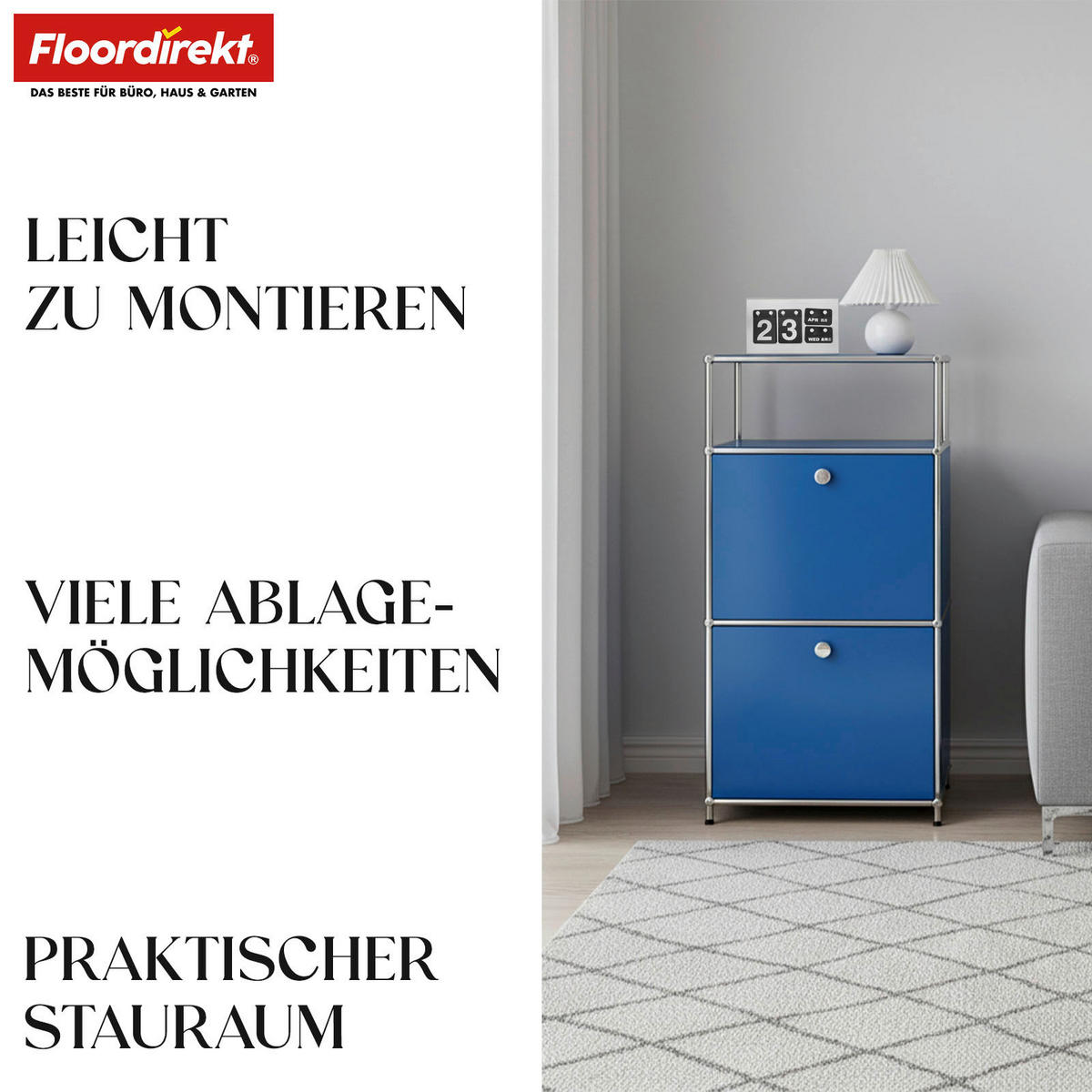 STANDREGAL Blau  - Blau, Basics, Metall (50/100/40cm) - Floordirekt