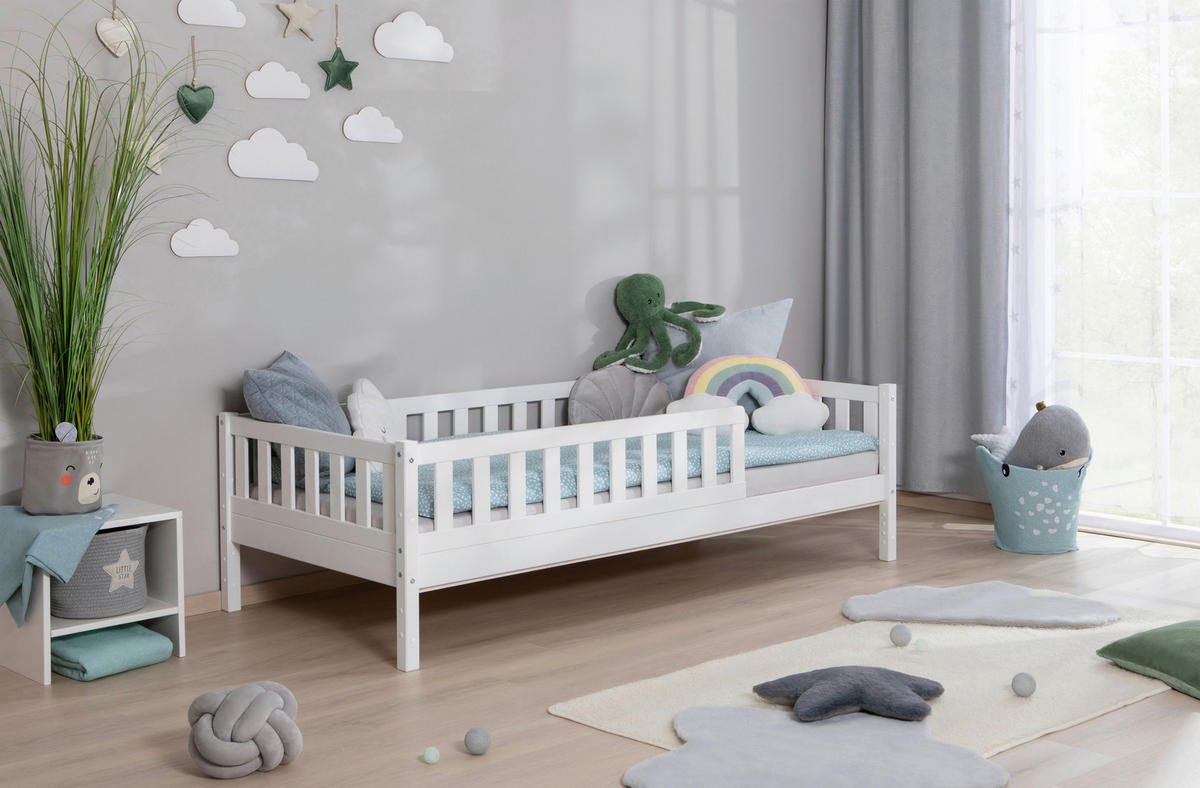 HAUSBETT 90/200 cm Weiss  - Weiss/Naturfarben, Modern, Holz (90/200cm) - MID.YOU