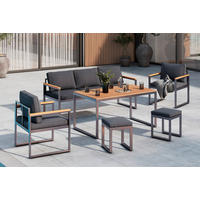 DINING-LOUNGESET Eisen  - Naturfarben/Grau, MODERN, Kunststoff/Textil (180/71/65cm) - Ambia Garden