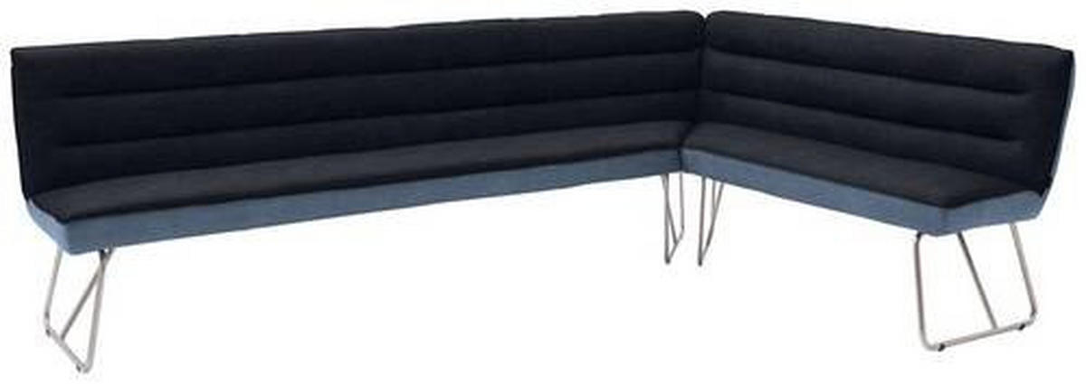 ECKBANK 274/174 cm  in Dunkelblau, Edelstahlfarben, Blau  - Blau/Edelstahlfarben, Design, Textil/Metall (274/174cm) - Dieter Knoll